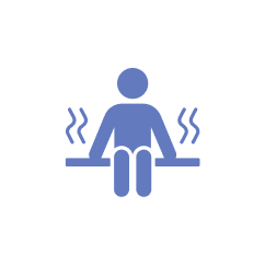 Person sitting in steam
