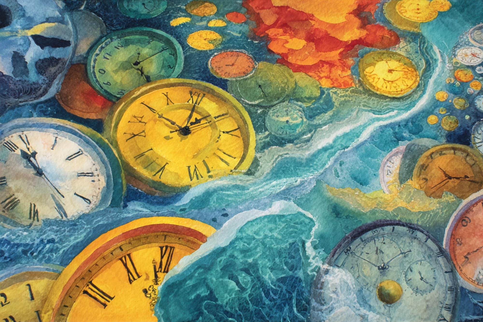 Illustration of clocks showing the passage of time